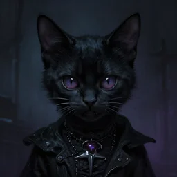 gothic kitten, darkwave, darksynth character portrait, sharp, digital matte painting, art by luis royo, greg rutkowski, wlop, dramatic lighting, trending on artstation