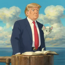 donald trump ascending to the heaviside layer in the movie cats, by studio ghibli, hyper - detailed