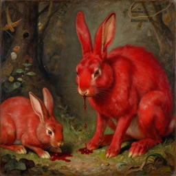 very agressive bunnies thirsty for blood, red, rabbit of caerbannog, pet shop, noel coypel, emile eisman - semenowsky, edouard bisson, painting