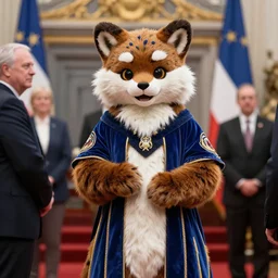 photo of a fursuiter being inaugurated as president