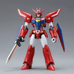 photograph of a red and blue bleyblade toy