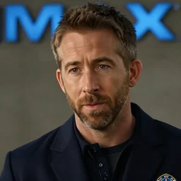 close - up of ryan reynolds as a detective in a movie directed by christopher nolan, movie still frame, promotional image, imax 7 0 mm footage