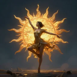 the sun dancer, atmospheric, ambient, lighting refraction, volumetric lighting, highly detailed, digital art, peter mohrbacher and karol bak