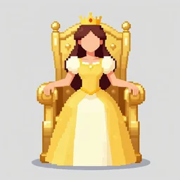 a princess on a golden throne, pixel style, digital art