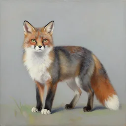 a painting of a half cat half fox