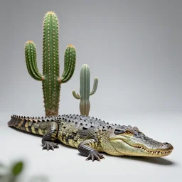 a fusion of a cactus and a crocodile