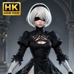 kaine from nier ,highly detailed, 4k, HDR, award-winning photo