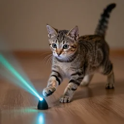 kitten chasing a laser pointer