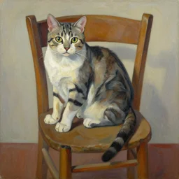 painting of a cat on a chair, by Picasso