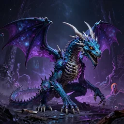 Dragon Creepy cosmic color scheme Skeleton Unreal Engine