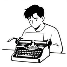 typerwriter on a desk, Harry Volk clip art style, black and white Volk line art, illustration