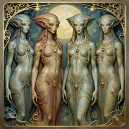 artnouveau 4 d realistic unknown alien civilization goddesses portrait detailed 8 k