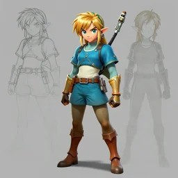 concept art of samus aran as link