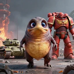 pixar sarlacc demons running tyrannosaurus atat googly eyes, military tank fury road iron smelting pits space marines, highly detailed cinematic scifi render of 3 d sculpt of spiked gears of war skulls, military chris foss, john harris, hoover dam'aircraft carrier tower'beeple, warhammer 4 0 k, halo, halo, mass effect