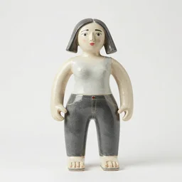 studio photograph of a contemporary ceramic sculpture of a modular quirky emma roberts krysten ritter by hikari shimoda and jack gaughan
