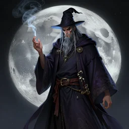 A badass wizard smoking on the moon , digital art , trending on artstation , Hyperdetailed , CGSociety