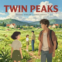 Twin Peaks poster artwork by Michael Whelan and Tomer Hanuka, Rendering of nostalgic idyllic teenage wasteland, full of details, by Makoto Shinkai and thomas kinkade, Matte painting, trending on artstation and unreal engine