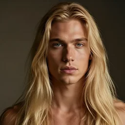photo, papua man with long beautiful blonde hair