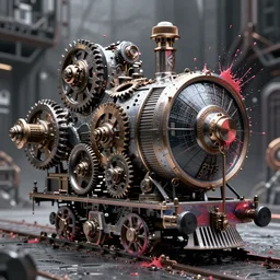 Beautiful Photo of the Time Machine. Gear mechanism. Cyberpunk. splatterpunk. 4K. Grim future
