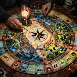 mysterious detailed scifi board game art by tim doyle