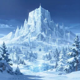 cold majestic dream ice city heaven fantasy light refraction with nature | pixiv scenery art | volumetric lighting | makoto shinkai