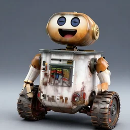 johnny 5, from the movie'short circiut ', happy and laughing when he realizes he is still driving an ice cream truck. professional footage, 4 k