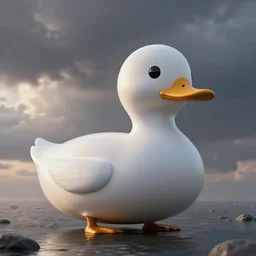 Duck shaped spaceship, elegant, smooth shapes, duck head, duck themed, futuristic