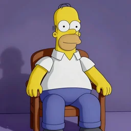 dlsr photo of homer simpson as a white man white man white man white man white man with bowl cut hair and beard taken in studio lighting sitting on chair