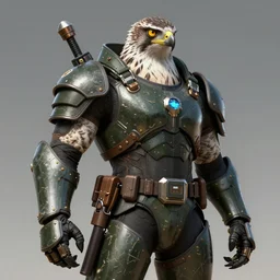 peregrine hawk as a super villain boss, wearing soldier armor digital art