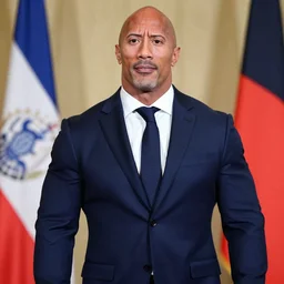 Emmanuel Macron dressed as Dwayne Johnson 50mm photography, high quality, 4K