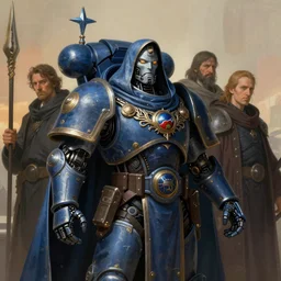 an epic potrait of knowledge seeking cloaked tech priest, Adeptus Mechanicus, cybernetic enhancements, praise the omnissaiah, Zdzislaw Beksinski, Lewis Jones, mattias adolfsson, (Piranesi), Warhammer 40K!!, cold hue's, warm tone gradient background, concept art