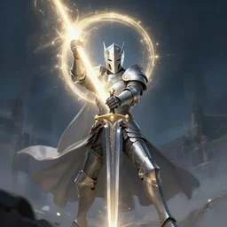 epic cinematic artwork of a paladin casting a holy spell with his sword, holy light, digital art, 4k, masterpiece