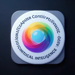 computer vision, artificial intelligence, centred, logo, label, colorfull, dark background, cinematic lightning