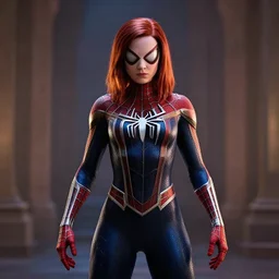 cinematic still of spiderwoman in alita : battle angel ( 2 0 1 9 ), xf iq 4, f / 1. 4, iso 2 0 0, 1 / 1 6 0 s, 8 k, raw, dramatic lighting, symmetrical balance, in - frame