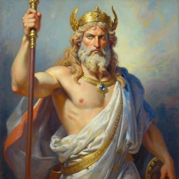 painting of a beautiful rendition of the mythical zeus, smt rendition, illustration, artistic, colorful, hyper detailed, in the style of greg rutkowski,