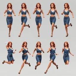 christina hendrix character model, running sequence, pose 3 of 1 6, orthographic front view, single figure, 4 k photograph, clear details, pose 3 of 1 6,