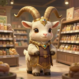 cute animal arcane goat as a shopkeeper in a modern supermarket, deep focus, league of legends, d & d, fantasy, intricate, elegant, highly detailed, digital painting, artstation, concept art, matte, sharp focus, illustration, hearthstone, art by artgerm and greg rutkowski and alphonse mucha