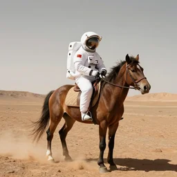 astronaut riding a horse in mars