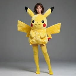 elegant woman dressed up as pikachu, wearing stockings, photo by David Hamilton,
