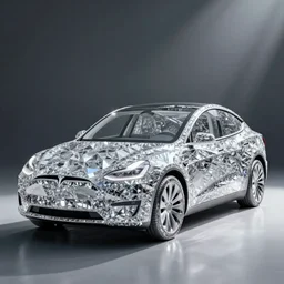 tesla car made of diamonds