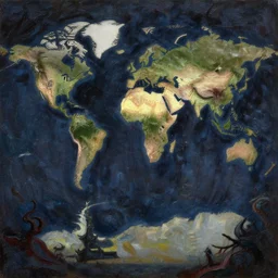 classical oil painting of anime key visual environment concept art of world empire map, dark fantasy, strange continents, trending on artstation, brush strokes, oil, canvas, style of kawacy makoto shinkai jamie wyeth james gilleard edward hopper greg rutkowski, preserved historical