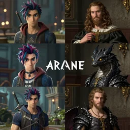 Stills from the show Arcane and the show The Dragon Prince crossover, cinematic lighting, by Caravaggio, by Brom, by Rubens, fantasy, portfolio illustration, highly detailed, trending on Artstation, CGsociety, HQ, 8k, 35mm lens, f2.8, Bokeh,