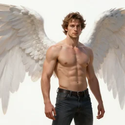 aaron taylor-johnson as an angel with large white wings, detailed fantasy digital art, trending on artstation