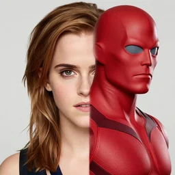 alone, seamless amalgamation, emma watson's face and head, clayface's body, martian manhunter's costume, plasticman, david hamilton photography