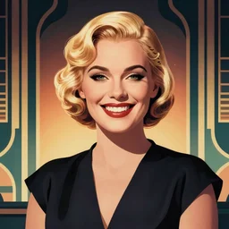 smiling, happy, beautiful, intelligent, powerful, 1 9 2 0 s, blonde housewife, 2 8 years old, loving eyes, fully clothed, wise, beautiful, dramatic lighting, sharp focus, by stanley artgerm, dramatic lighting, trending on artstation, flat colour, geometric curves, gradient filter, art deco patterns