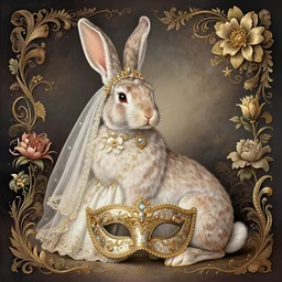 rabbit wedding in the style of kit williams masquerade. beautiful. intricate. high quality digital art. 4 k