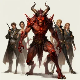 dynamic fullbody portrait of a powerful demon, long horns, fiery eyes, claws, by greg rutkowski and gaston bussiere and craig mullins and j. c. leyendecker