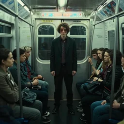 an high quality still from an a 2 4 horror movie about riding the subway at night directed by ari aster