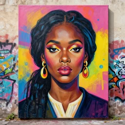 portrait of an black woman painted by giuseppe arcimboldo, karol bak, artur bordalo, sandra chevrier : : portrait, vibrant, character, illustration, street art, graffiti