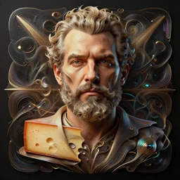 portrait of cheeseman, intricate abstract. intricate artwork, by tooth wu, wlop, beeple, dan mumford. concept art, octane render, trending on artstation, greg rutkowski very coherent symmetrical artwork. cinematic, key art, hyper realism, high detail, octane render, 8 k, iridescent accents